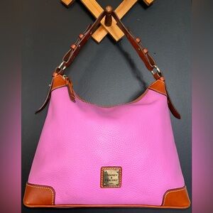 Dooney & Bourke Pink & Tan Pebble Grain Hobo bag -EUC-